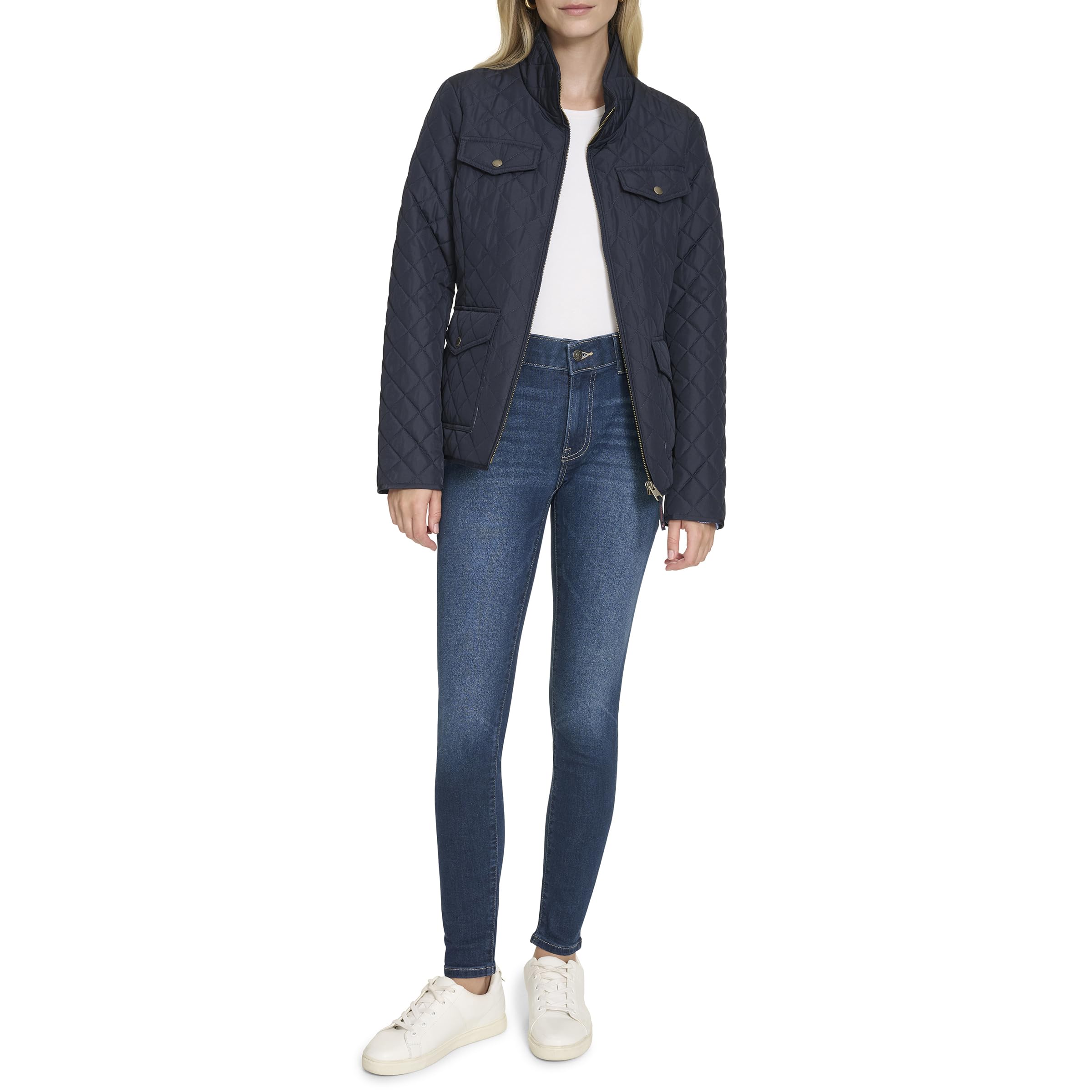 Nautica Jeans Women’s Quilted Jacket, Night Sky, L