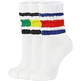 AugRing Women's Scrunch Crew Socks Retro 3-Pack Solid Cotton Boot Calf Chunky Ribbed Cozy Slouchy Socks Size 5-11