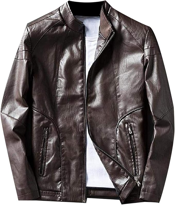 Men's Zipper Allmatch Vogue SolidColored Jackets Amazon.co.uk Clothing