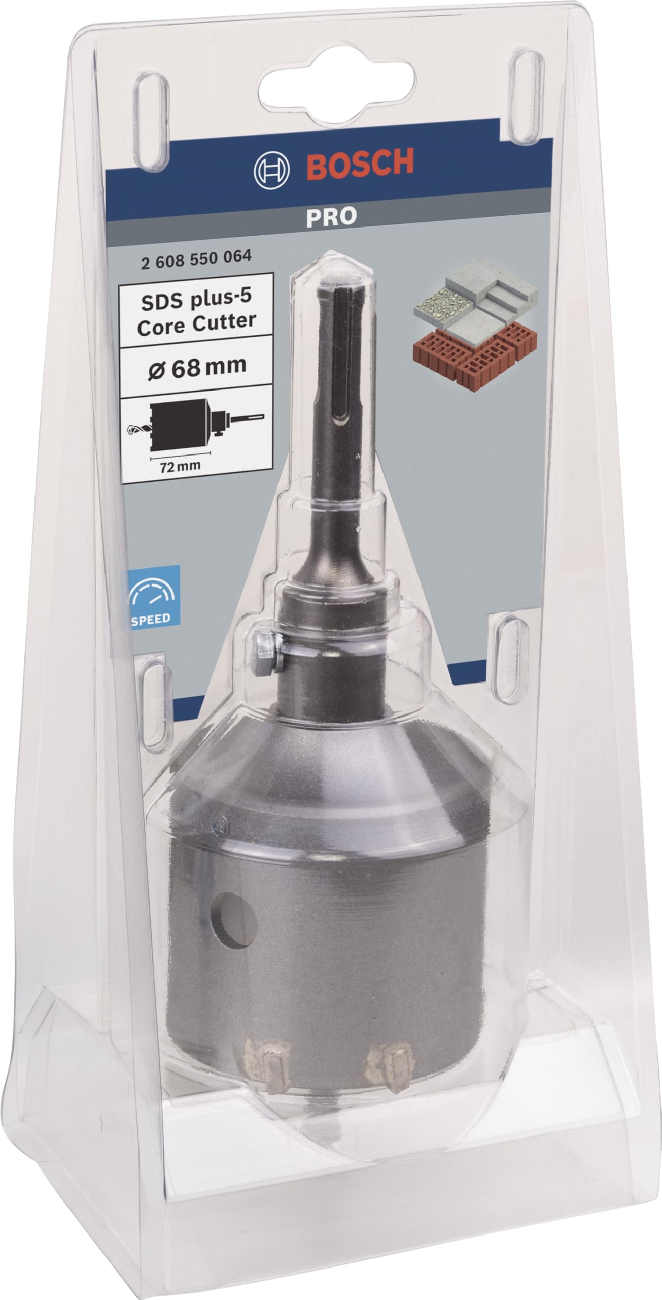 Bosch 3X PRO SDS Plus-5 Core Cutter Set (for Concrete, Lime and Sand Bricks, Ø 68 mm, Professional Accessory Rotary Hammer Drill)