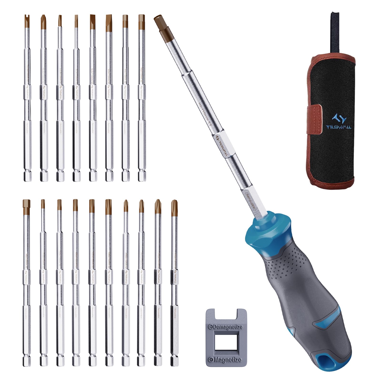 TILSWALL W900 Screwdriver Set 18-Piece Durable Tilswall Screwdriver with Non-Slip Handle and Magnetic Tips (18)