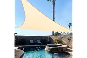 KANAGAWA Sun Shade Sail 12'x12'x17' Cream Triangle UV Block Canopy Awning Shelter Fabric Cloth Screen for Outdoor Patio Garden Backyard