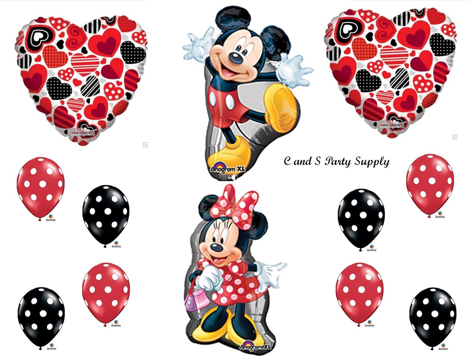 Amazon Com Red Mickey And Minnie Mouse Decorative Hearts Birthday