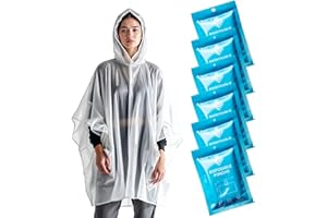 ZENO Disposable Rain Poncho Waterproof - Rain Coat with Hood, Pack of 6, for Women and Men - Travel Poncho for Hiking, Campin