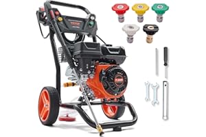VEVOR Gas Pressure Washer, 3600 PSI 2.6 GPM, Gas Powered Pressure Washer with Copper Pump, Spray Gun and Extension Wand, 5 Qu
