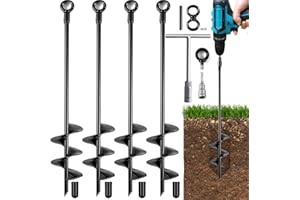 Fabulas Ground Anchors Heavy Duty, Swing Set Anchor Kit 18 Inch 4 Pack Screw in Earth Anchors Trampoline Stakes High Wind Metal Auger Anchor for Shed Tent Carports Securing Animals Camping Mobile Home