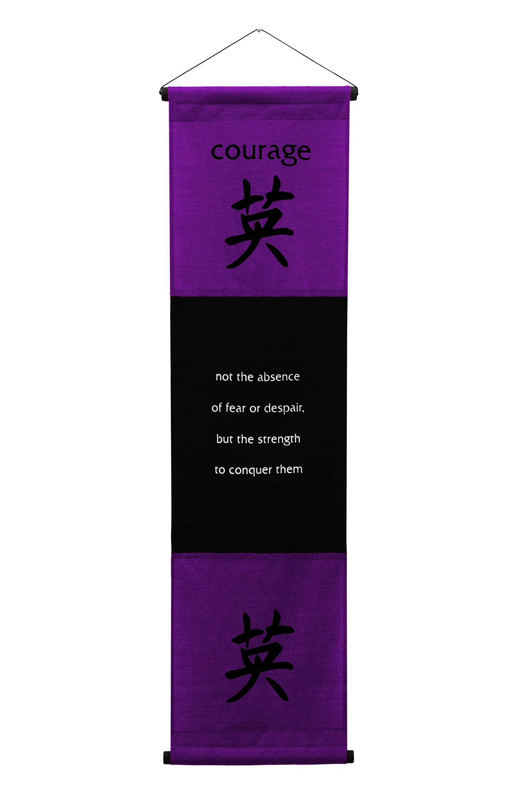 G6 Collection Inspirational Wall Decor Courage Banner Large, Inspiring Quote Wall Hanging Scroll, Affirmation Motivational Uplifting Message Decoration, Thought Saying Tapestry Courage (Purple)