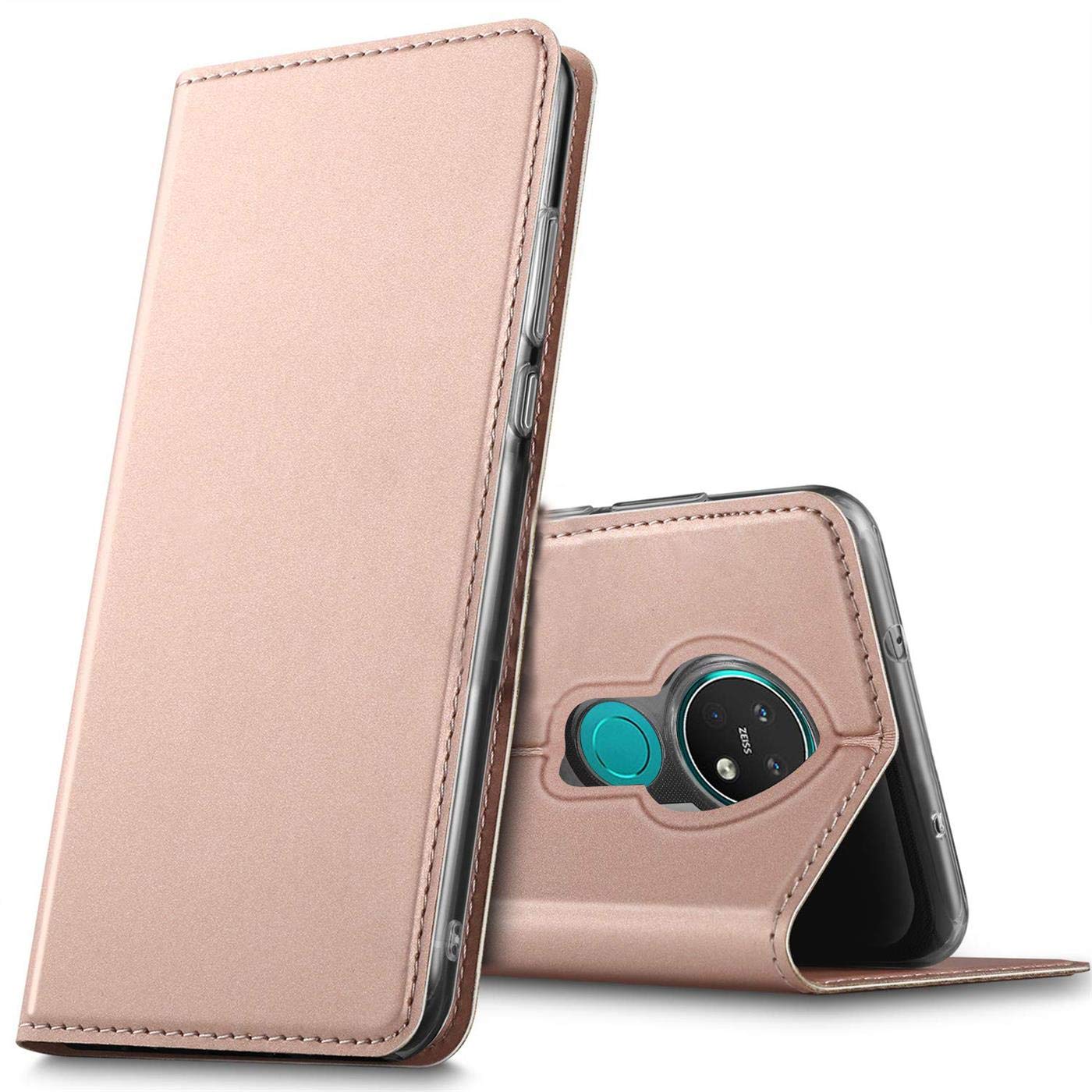 Verco Case compatible with Nokia 7.2, Flip Wallet Cover with Magnetic Closure for Nokia 7.2 Phone Case - rose gold
