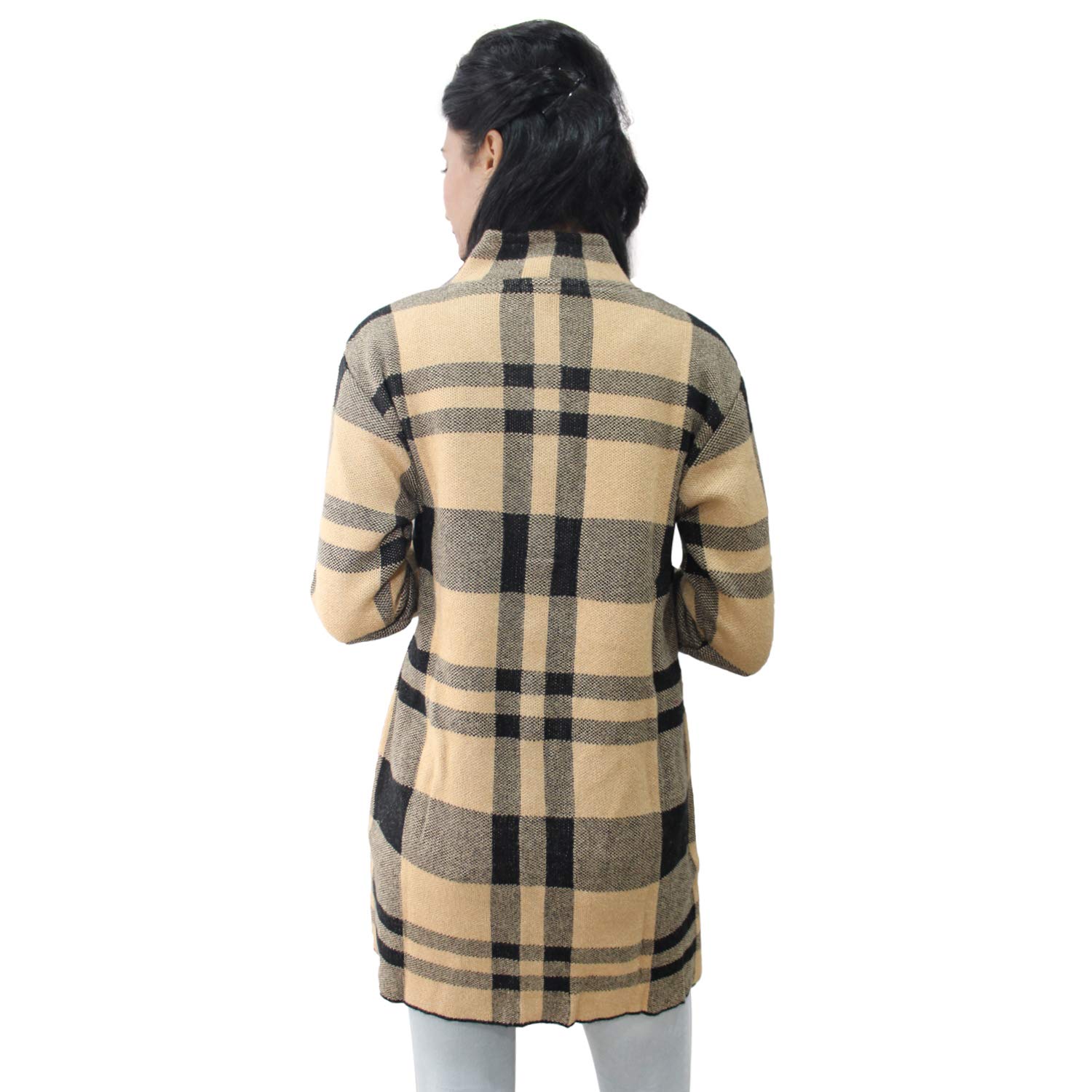 matelco women's checks woollen coat with pockets