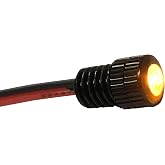Oznium BRIGHTEST Light Bolt - Flush Mount 12V LED Light for Bumper, Grille, Cars Interior, Dash, Ambient Lighting, Motorcycle w/SLEEK Aluminum Housing &amp; Screw Nut (6 mm Black, Amber LED)
