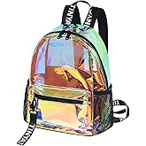 TINYAT Holographic Clear Backpack Mini Colorful Laser Transparent Backpack Heavy Duty Clear Cute Bag for Concert Sport(Color/9051)