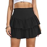 Vigorics Women's High Waist Ruffle Mini Skirt Cute Tiered Short Skirt with Shorts Underneath