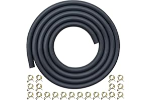 YGQ 1/4 ID Fuel Gas Line Hose fit for Briggs & Stratton Craftsman MTD Kawasaki Kohler Small Engines Generator Powersports w/ 20 Clamps Rubber Black 8 Feet