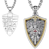 Hantuorui The Armor of God Necklace for Men - 925 Sterling Silver Knights Templar Cross Pendant - Religious Jewelry - Faith & Protection Symbol, Gift for Men