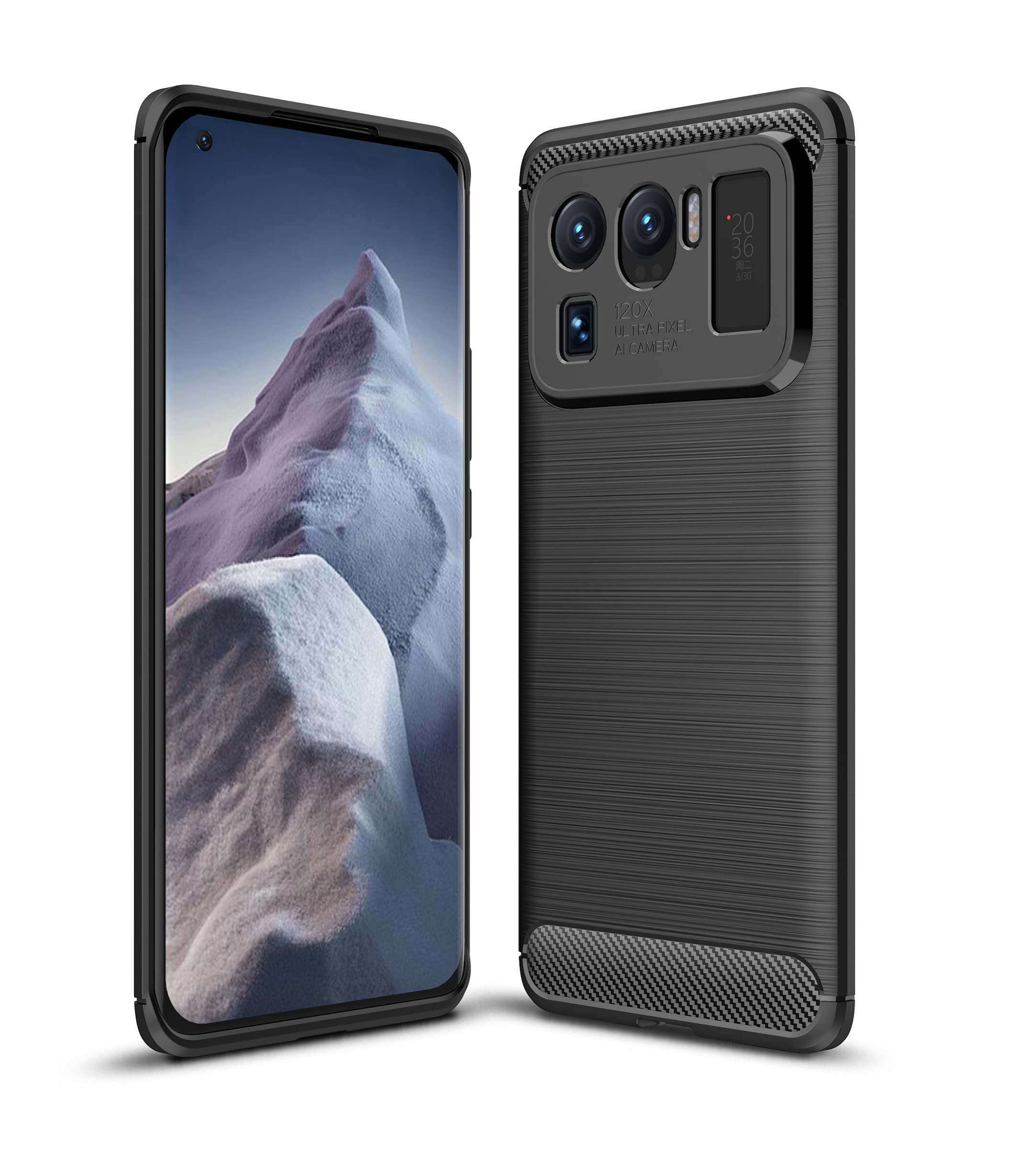 CruzerLite Carbon Fiber Texture Design Cover Shock Absorption Xiaomi Mi 11 Ultra Case for Xiaomi Mi 11 Ultra (2021) (Black)