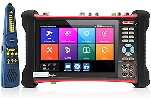 Rsrteng CCTV Tester Upgraded Version 8K IP Camera Tester CCTV Camera Tester with TVI CVI AHD SDI Coaxial Camera Test Networl Tools Cable Tester Support DMM OPM TDR POE HDMI DC24V Dual Network Port