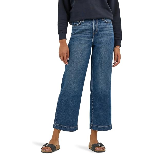 Lee Women's Legendary Wide Leg Seamed Crop Capri Jean Bright White
