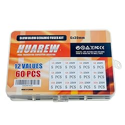 HUAREW 12 Values 60 Pcs 6 x 30 mm T 1A 2A 3A 4A 5A