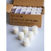 Ivory Votive Candles Set of 36 Unscented Smokeless 15 Hour in Votive Holder