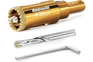 DaduoRi 3/4" Serrated Diamond Hole Saw with 2Pcs Removable Pilot Bits, Easy-Align for Precise Drilling in Porcelain Tile, Ceramic, Granite, Marble and Other Stones (3/4" Tile Drill Bit)