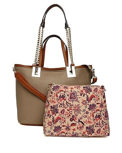 Elle Womens Tote Bag with Pouch (Brown)