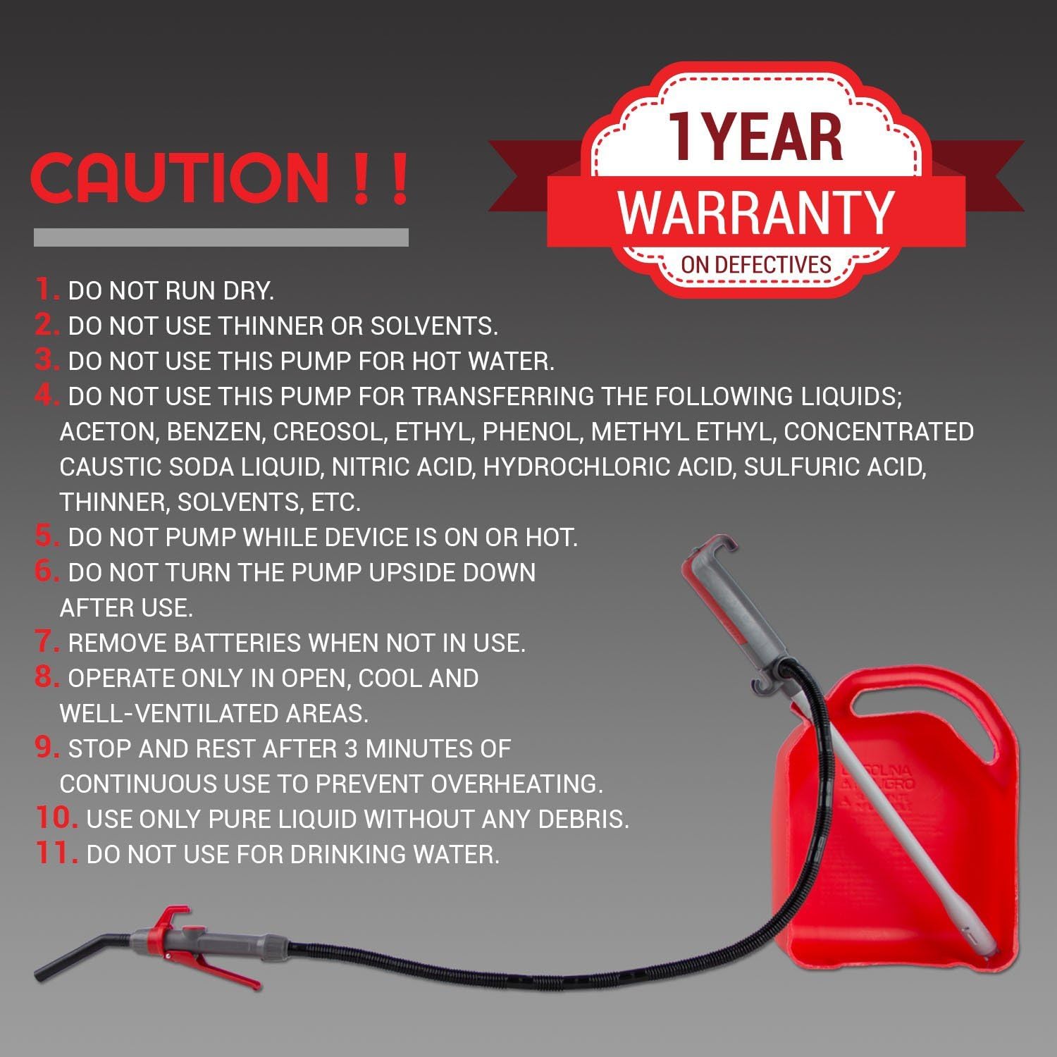 TeraPump A-TREP01-001 TREP01 Multi-Purpose Battery Powered Fuel Transfer Pump - 2D Battery, 2.5 GPM: Automotive