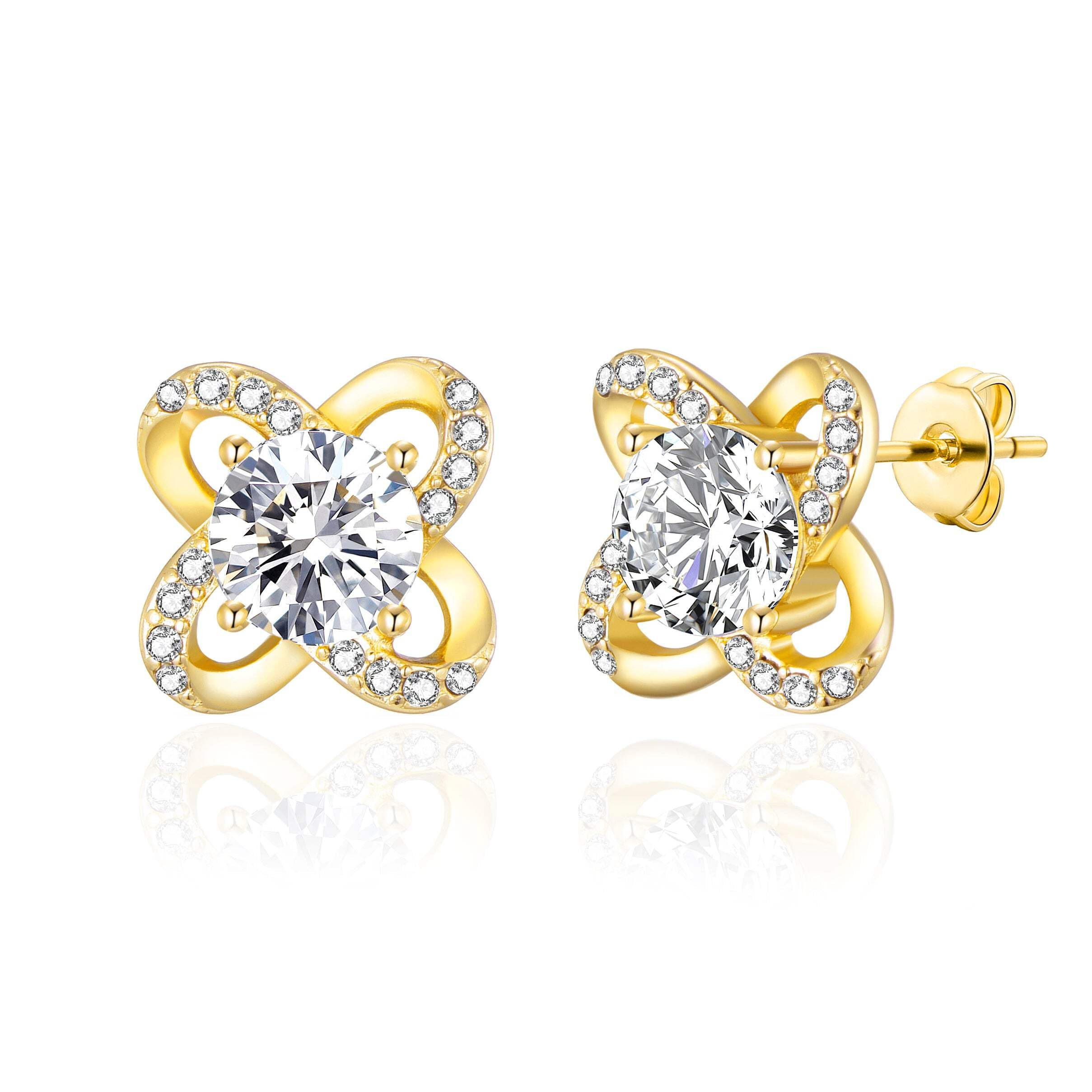 Philip Jones 18k Gold Plated Orbit Earrings Created with Zircondia® Crystals