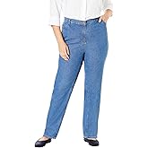 Woman Within Plus Size Perfect All-Cotton Back-Elastic Denim Jeans