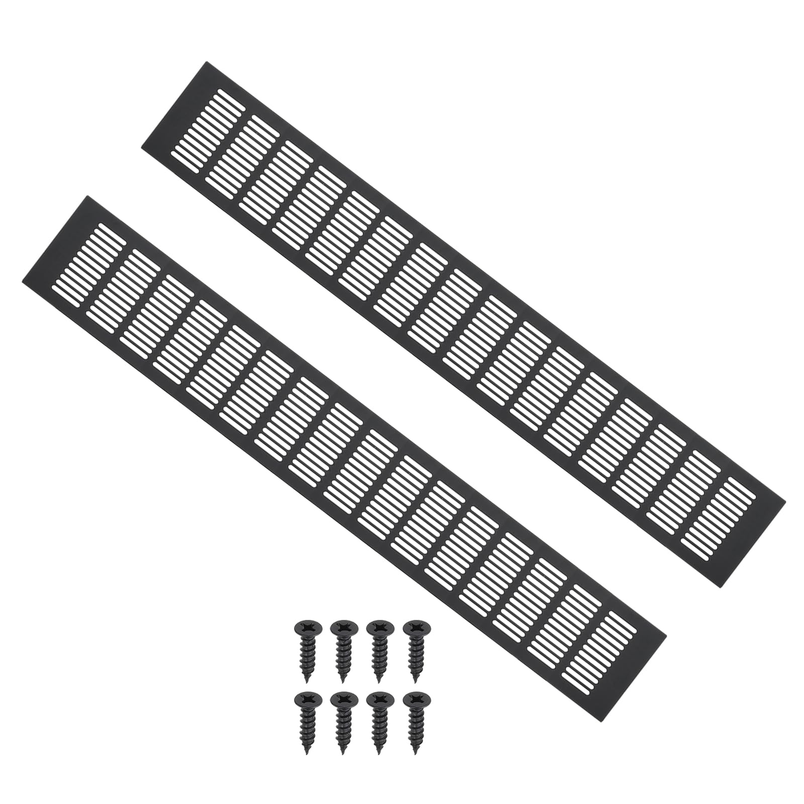 PATIKIL 23.6 x 4 Inch Door Air Vent Cover, 2pcs Aluminum Grille Ventilation Cover Louvered with Mounting Screws for Cabinet Wardrobe Door, Black
