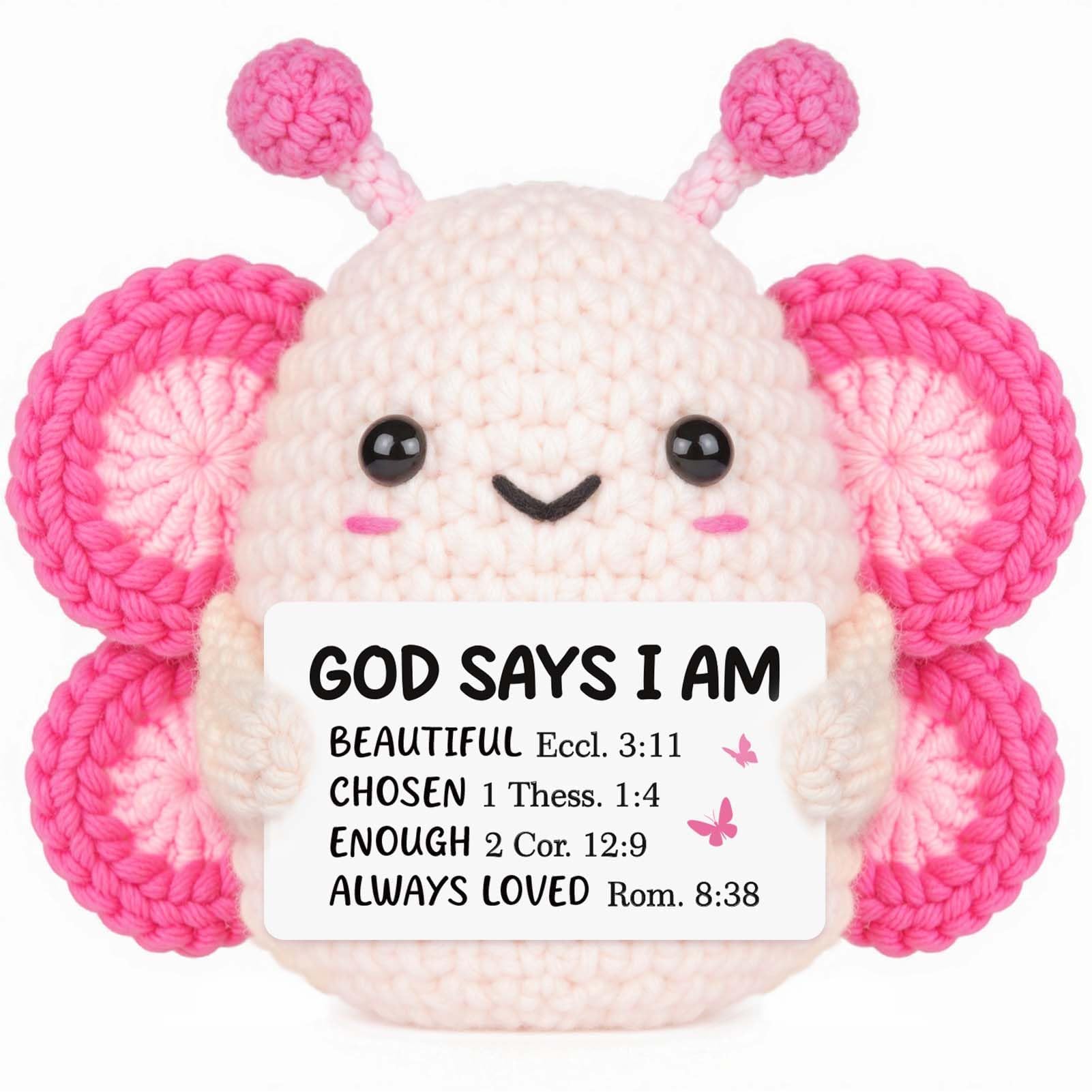 CheriGift Christian Gifts for Women - Handmade Crochet Butterfly with Bible Verses Prayer Cards - Religious Baptism Spiritual Inspirational Birthday Gifts for Women Mum Her Friend Daughter — image 1