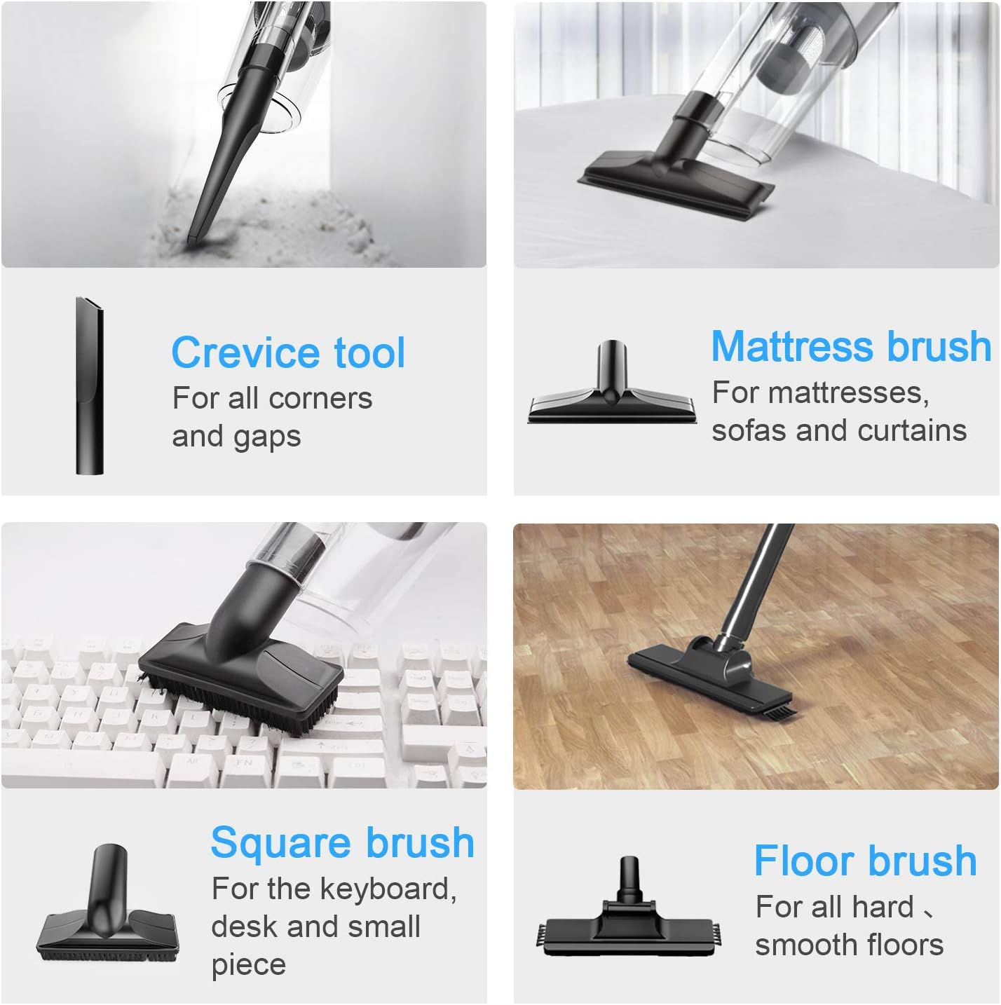 Handheld Vacuum Cleaner, SOWTECH Vacuum Cleaner Cordless Lightweight Vacuum Cleaner Rechargeable Portable Household Vacuum Cleaner with Stainless Steel Filter and 6 Accessories for Home, Office, Car -