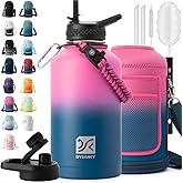DYSANKY Insulated Water Bottle | Thickened Stainless Steel Vacuum Metal | Portable Sports Half Gallon Large Water Jug for Gym and Hiking with Straw, Carrier Bag, Handle Strap | BPA-Free 64 oz