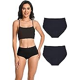 Comfneat Women's 2-Pack High Waisted Briefs Cotton Viscose Spandex Underwear