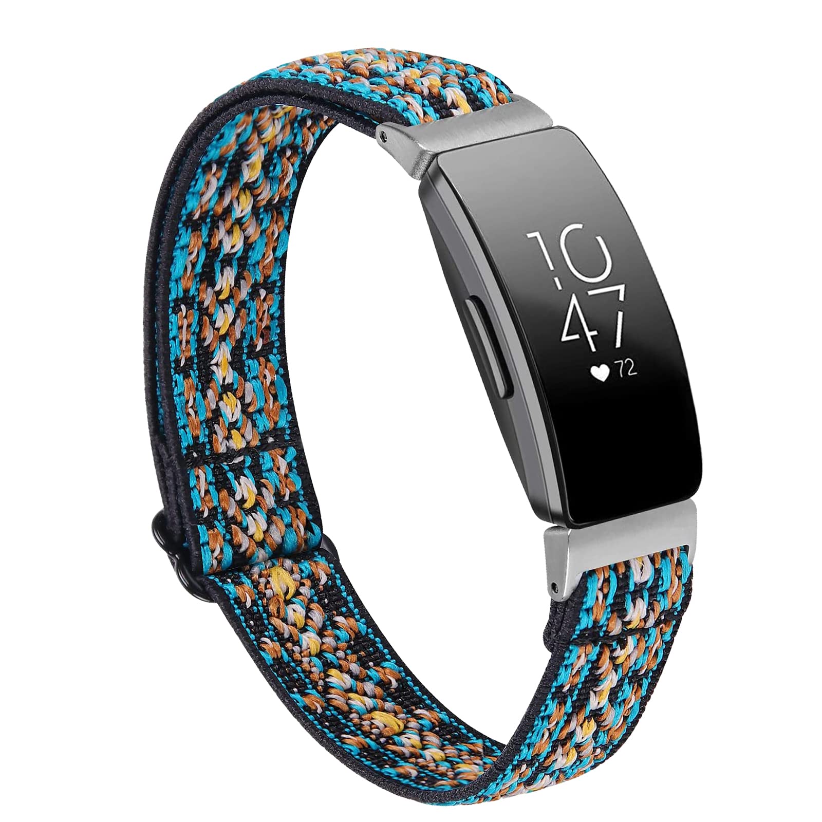 Miimall Sport Strap Compatible with Fitbit Inspire 2/Inspire HR/Inspire, Soft Nylon Elasticity Wristband Slim Skin-Friendly Adjustable Replacement Breathable Band Women Men for Fitbit Luxe-Blue yellow