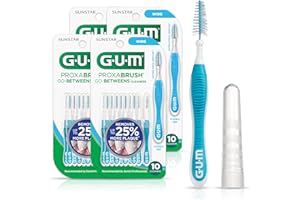 GUM Proxabrush Go-Betweens - Wide - Interdental Brushes - Soft Bristled Dental Picks for Plaque Removal Health - Safe for Braces & Dental Devices, 10 Count (Pack of 4)