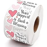 Lasimfa Your Support is Such a Blessing 500 Pack of 1.5 Inch Stickers - Perfect for Small Businesses and Small Shops as Thank You and Packaging Gift Wrap Stickers