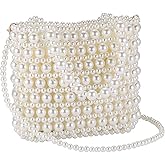 Ayliss Women Pearl Clutch Bag Crossbody Handbag Purse Beaded Evening Bag Shoulder Wedding Clutch Top-Handle Chain