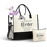 InnoBeta Writer Gifts for Women Canvas Tote Bag, Writer Gifts Tote with Top Zipper Closure and Shoulder Strap for Birthday, Mother's Day, Christmas