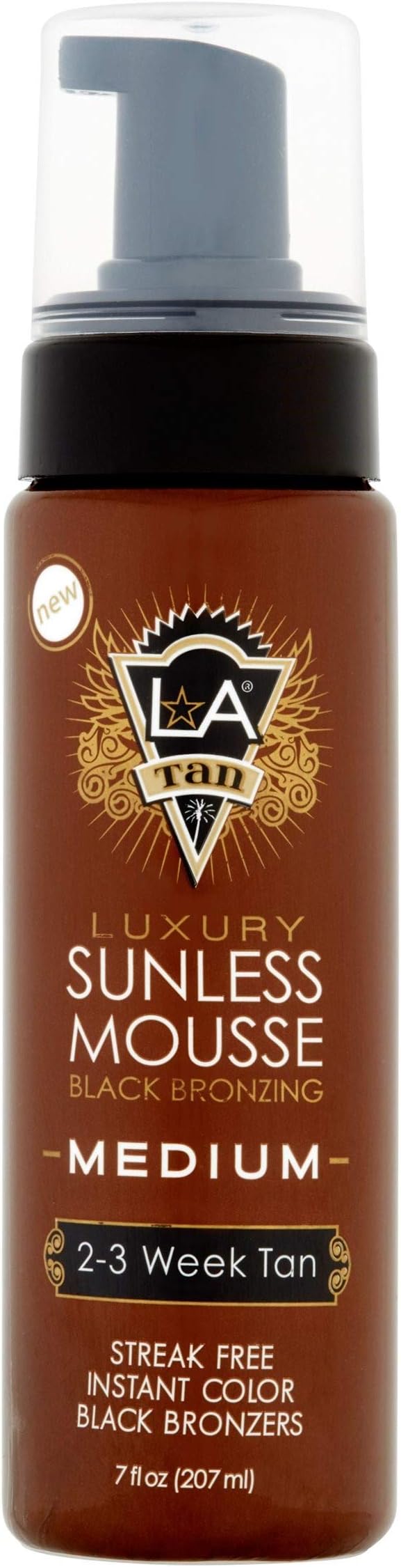 LA Tan Luxury Sunless Mousse Medium Dark Black Bronzer 7 oz.