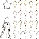100Pcs Star Shaped Spring Snap Keychain Clip with Chain Hanging Buckle and Open Jump Ring, Metal Swivel Clasp Snap Hook Key Ring Star Keychain Clip for Jewelry Making Keychains DIY Crafts(4 Colors)