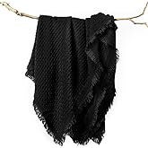 lifein Fall Black Throw Blanket for Couch-Soft Boho Bed Throw Blankets,Cozy Knitted Waffle Throw,Small Farmhouse Lightweight Blanket&Throw for Autumn,Woman,Man,Chair,Sofa,Home Decor(Black,50 * 60")