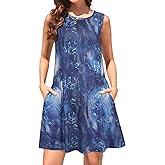 Tanst Sky Summer Dresses for Women 2025 Casual Sleeveless Sundresses Tank Dress Mini Loose Beach Cover Up with Pockets