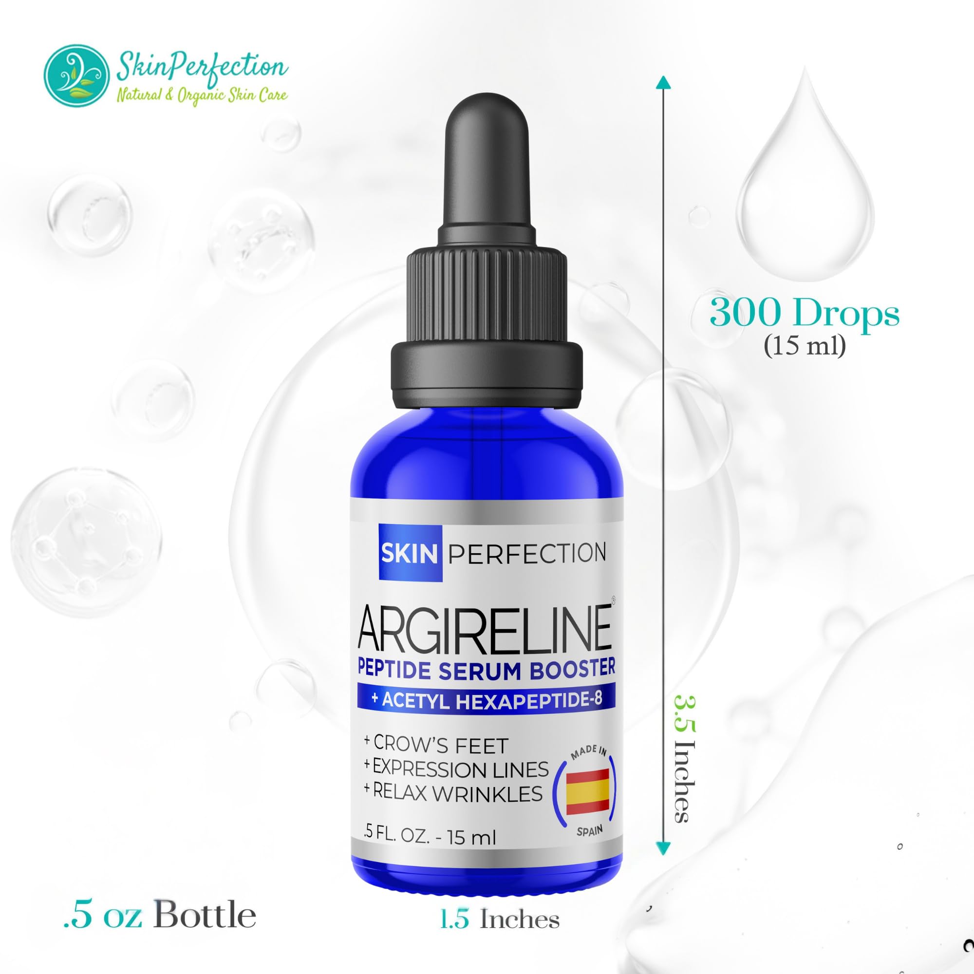 Skin Perfection Argireline Serum - Peptides Serum for Face with Acetyl Hexapeptide-8 for Fine Lines & Wrinkles - Diy Anti Aging Argireline Booster Solution Mix with Any Skincare Products 0.5oz