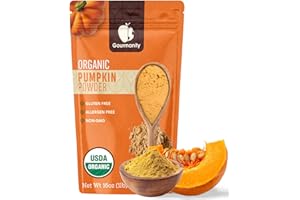 Gourmanity Organic Indian Pumpkin Powder Perfect for Cooking and Baking, High in Fibre- Great to Add to Your Cat or Dog's Food, 1lb Resealable Bag
