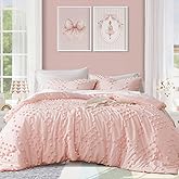 Geniospin Pink Twin Comforter Set for Girls- 5 Pieces Pom Tufted Bed in A Bag Twin Bedding Sets with Sheets, Pillowcases & Shams, All Season Kids Comforter Set
