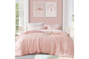 Geniospin Pink Full Comforter Set for Girls- 7 Pieces Pom Tufted Bed in A Bag Twin Bedding Sets with Sheets, Pillowcases & Shams, All Season Kids Comforter Set