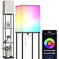 SUNMORY Floor Lamp with Shelves, Smart APP Control Standing Lamp with RGB Bulb, 4-Tier Dimmable Floor Lamps for Living Room, Tall Lamp for Bedroom, Office, Corner Display Bookshelf Lamp