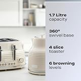 Daewoo Sienna 1.7L Kettle & 4 Slice Toaster Cream Bundle 3KW Rapid Boil view 2
