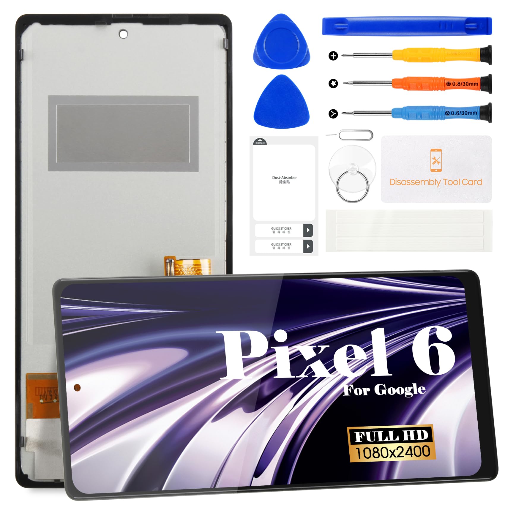 Photo 1 of TFT for Google Pixel 6 LCD Display for Google Pixel 6 Screen Replacemet for GB7N6, G9S9B16, G9S9B, GR1YH Touch Screen Digitizer Display Assembly Repair Kits Without Frame(Black,NO Fingerprint)