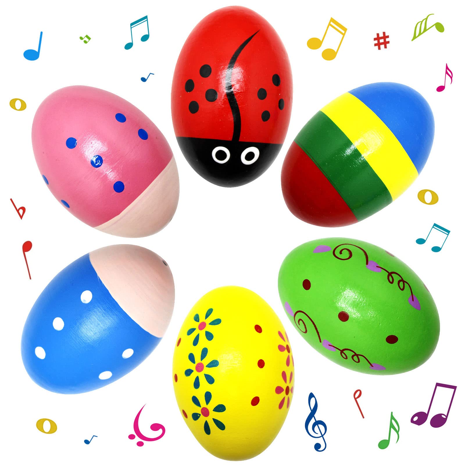 Wooden Musical Egg Easter Egg Shakers Maracas for Baby Kids Instrument Early Learning Toys